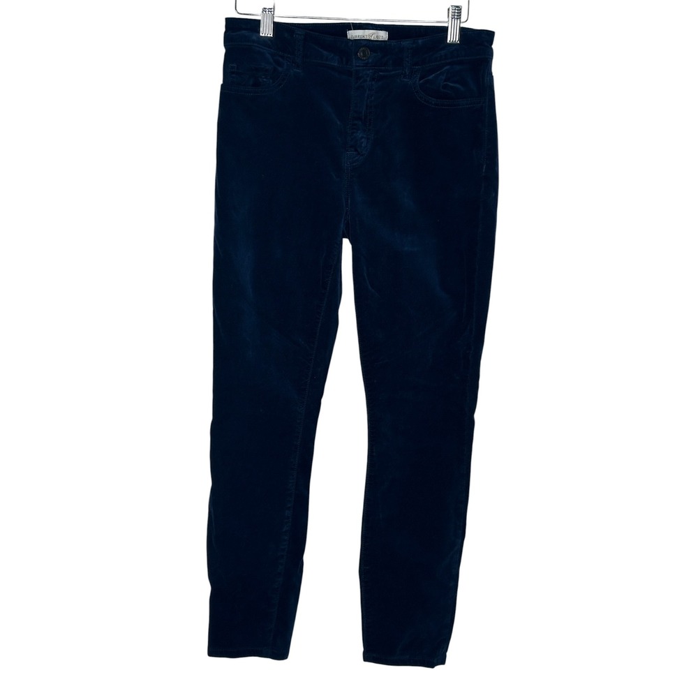 Current Elliott Skinny Ankle Pants 28 Sapphire Blue Velvet Corduroy Stiletto Mid - Picture 2 of 9